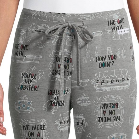 y2k new FRIENDS PJs Pajama Set Top w Pants TV show Sleepwear MEDIUM 8 10 - Picture 5 of 13